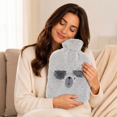 3. RUBBER HOT WATER BOTTLE 1.75L IN ANIMAL COVER - GRAY