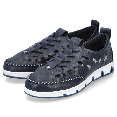 36. Rieker W RKR652 navy blue openwork leather shoes
