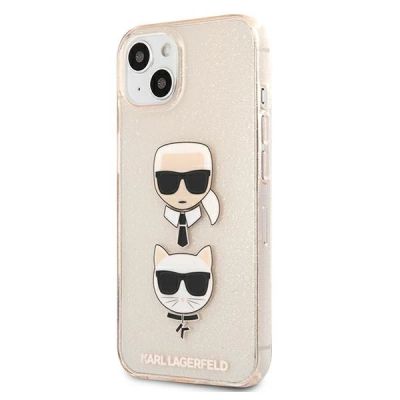 2. Karl Lagerfeld Glitter Karl's & Choupette Head Case for iPhone 13 mini - Gold