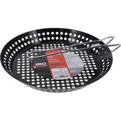 16. Grilling pan with foldable handle, non-stick, black