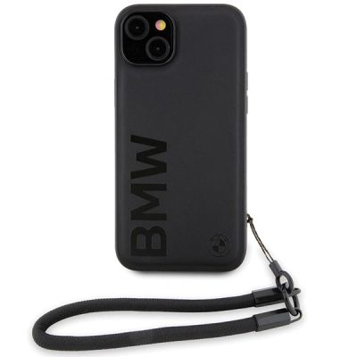 2. BMW Signature Leather Wordmark Cord case for iPhone 15 Plus / 14 Plus - black