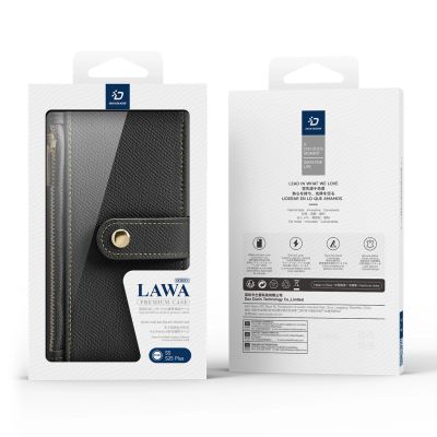 13. Dux Ducis Lawa Leather Case for Samsung Galaxy S25+ with Detachable Magnetic Wallet - Black