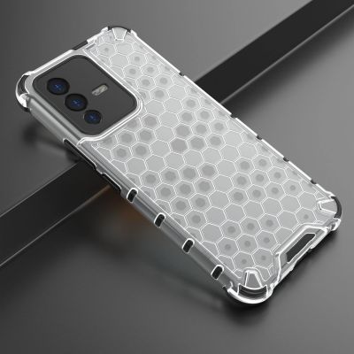 4. Honeycomb case armored cover with a gel frame for Vivo V23 5G transparent
