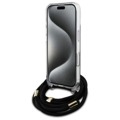 4. Guess Crossbody Cord 4G Print Case for iPhone 16 - Black