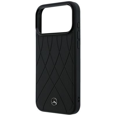 6. Mercedes Leather with Crossed Lines MagSafe case for iPhone 17 Pro Max - black