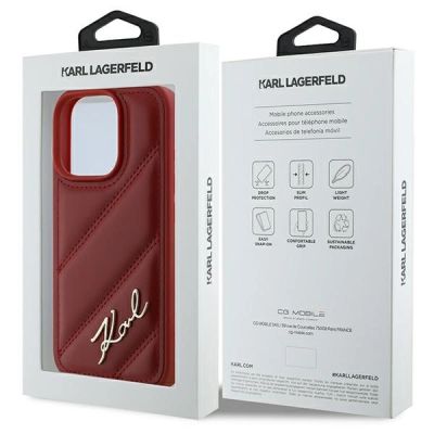 8. Karl Lagerfeld Quilted Signature iPhone 16 Pro Case - Red