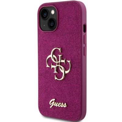 2. Guess Glitter Script Big 4G case for iPhone 15 - purple