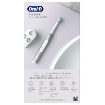 5. Oral-B Pulsonic Slim Luxe 4000 Ultrasonic Toothbrush - Daily Care - Sensitive - for white teeth - 62,000 movements per minute - Platinum - 2 min