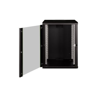 7. Unique 19" 16U wall-mounted network cabinet, 600x600, glass door, black, undivided, assembled, 100kg