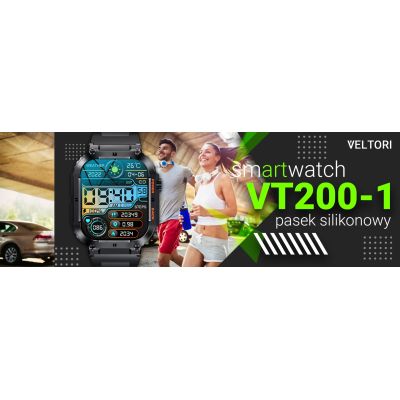 7. VELTORI VT200-1 Smartwatch Black Silicone Strap