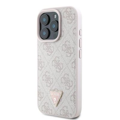 2. Guess Leather 4G Triangle Strass MagSafe Case for iPhone 16 Pro Max - Pink