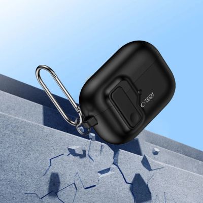 6. Tech-Protect Slim Hook Case with Carabiner for Apple AirPods Pro 1 / 2 - Black