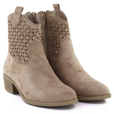 3. Women's openwork brown cowboy boots Jezzi RMR2353-16