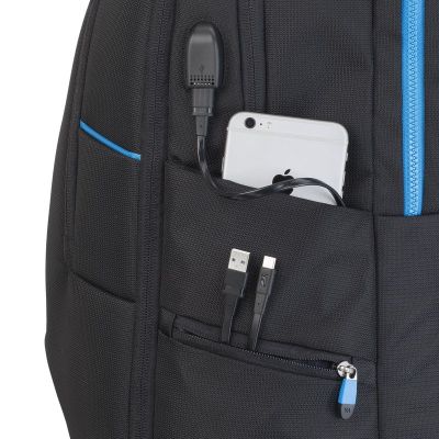 11. RIVACASE BACKPACK FOR LAPTOP FOR GAMERS 17.3" BORNEO, BLACK, GAMING, MADE OF WATERPROOF MATERIAL