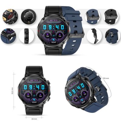 11. Gravity GT21-5 Smartwatch + Navy Blue Silicone Strap