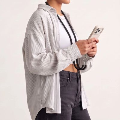 22. Tech-Protect C10S Rope Phone Lanyard - Black and Titanium