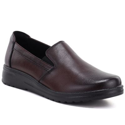 Women's leather wedge slip-on shoes, burgundy, Potocki JE19505