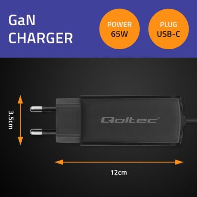 2. QOLTEC 65W GAN AC CHARGER | 5-20V | 3-3.25A | USB 3.1