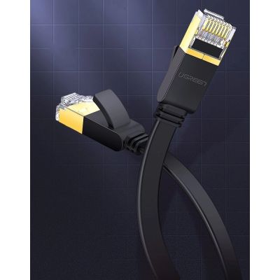 16. Ugreen Flat Cable Internet Network Cable Ethernet Patchcord RJ45 Cat 7 STP LAN 10 Gbps 3m Black (NW106 11262)