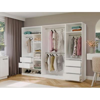 10. Modular Wardrobe OPENO SET 260/200 WHITE – Drawers, Rails and Shelves, Large, for the Bedroom