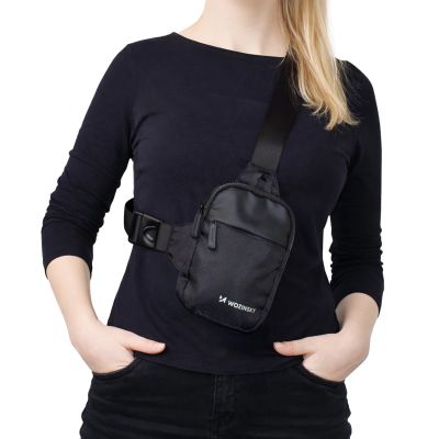 8. Wozinsky WMS-W1 Unisex Mini Shoulder Bag Waterproof Dual-Compartment for Phone - Black