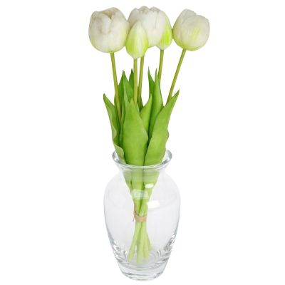 BOUQUET OF 5 WHITE PEONY TULIPS 39 CM LIFE-LIKE SPRING DECORATION