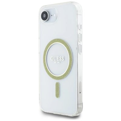 2. Guess IML Glitter Circle MagSafe iPhone 16e Case - Clear