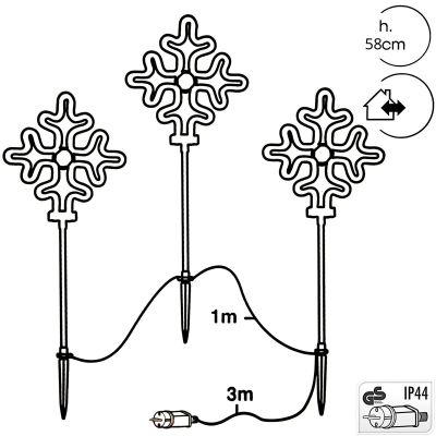 3. DECORATIVE LAMPS OUTDOOR PATH STICK 3 PCS SNOWFLAKE NEON