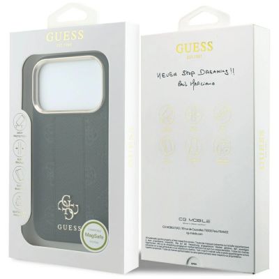 8. Guess Stripe Peony 4G Logo MagSafe Case for iPhone 17 Pro / 18 Pro - Black