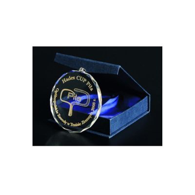 8. Engraved glass medal with case