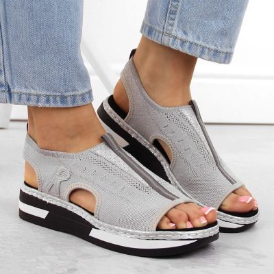23. Rieker W RKR686 metallic comfortable slip-on sandals 