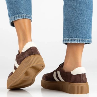 7. Women's brown leather and suede platform shoes Filippo DP6776