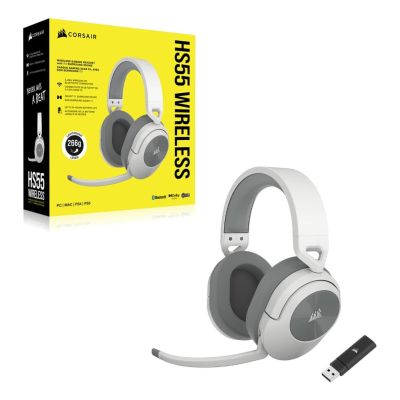 6. Corsair HS55 Wireless Bluetooth Headset Headband Gaming White