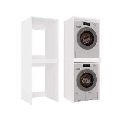 5. POLA TWIN WASHING MACHINE AND DRYER CABINET, WHITE