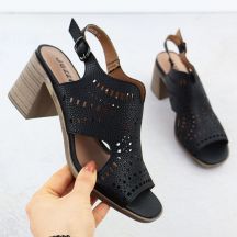 Women's openwork high-heeled sandals, black, Jezzi 24125