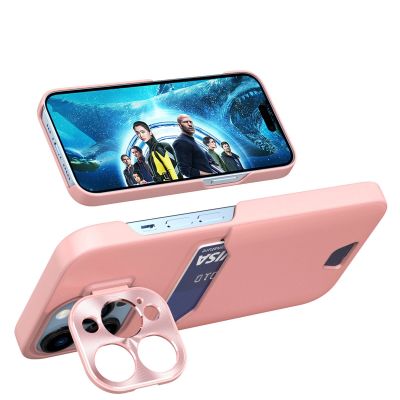 3. Leather Stand Case for Samsung Galaxy S23+ card wallet cover with stand pink