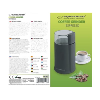 3. Esperanza Espresso EKC001K coffee grinder (160W; impact; black)
