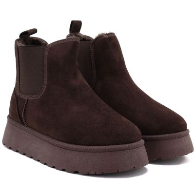7. Waterproof women's snow boots, platform ankle boots, brown Big Star UU274174