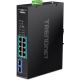 TRENDnet 10-Port Industrial Switch. Gbit PoE+ DIN Rail Switch -20/+65°C