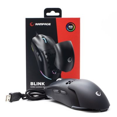 9. RAMPAGE WIRED GAMING MOUSE 12800 DPI BLINK BLACK