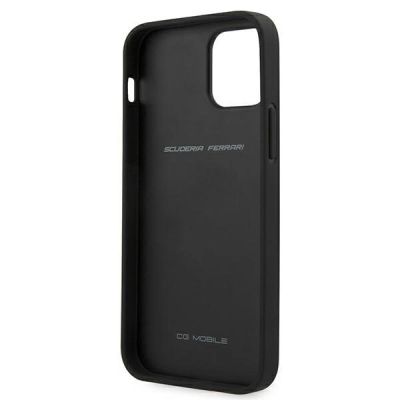 7. Ferrari FEOMSHCP12LBK iPhone 12 Pro Max black/black hardcase Off Track Leather Nylon Stripe