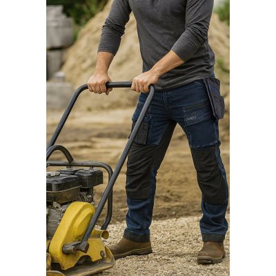 11. DENIM WORK TROUSERS WITH CORDURA REINFORCEMENTS, NAVY BLUE, SIZE M