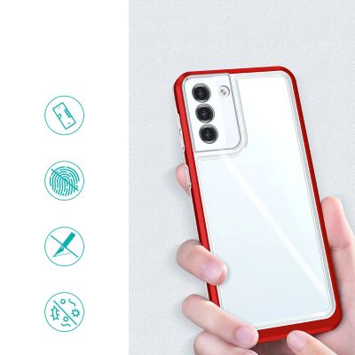 6. Clear 3in1 case for Samsung Galaxy S23 silicone cover with frame red