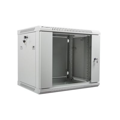 Lanberg WF01-6409-10S single-section cabinet (9U; 500mm / 600mm / 450mm; wall-mounted; Glass; 19''; gray)