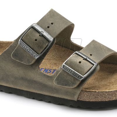 2. Birkenstock Arizona Soft Footbed Oiled Leather Narrow Faded Khaki Women's/Men's Flip-Flops for narrow feet oiled leather (1019377)