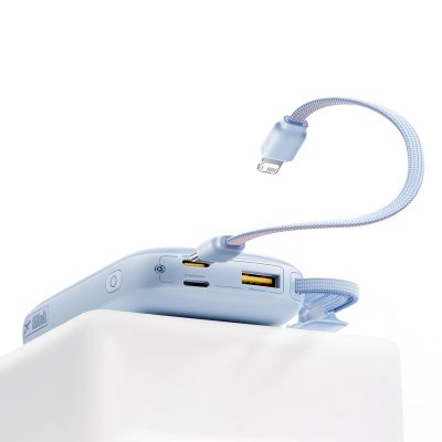 8. Baseus EnerFill FC21 Qpow 3 Ultra 10000mAh 45W Power Bank with Detachable USB-C/ Lightning Cable - Blue