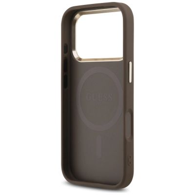 7. Guess 4G Triangle Logo MagSafe Case for iPhone 17 Pro - Brown and Gold