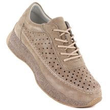Women's leather openwork shoes, light brown, Sergio Leone SP013