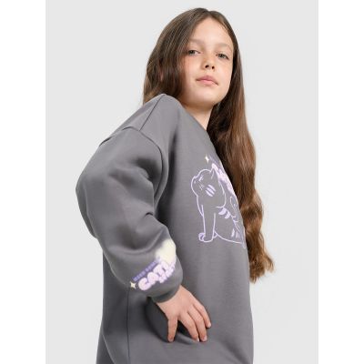 4. Oversized sweatshirt without a hood for girls 4F 4FJRAW25TSWSF2438-22S