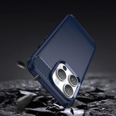 3. Carbon Case iPhone 14 Pro flexible gel back cover blue